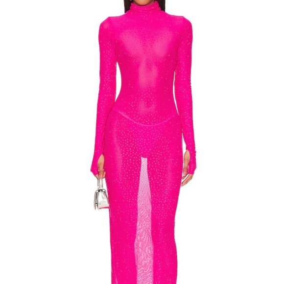 RHINESTONE DRESS IN GLOW PINK - Picture 1 of 3